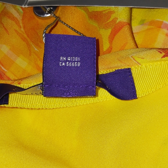 RALPH LAUREN Bright Yellow Floral Side Zip Skirt Size 10 - Picture 10 of 16